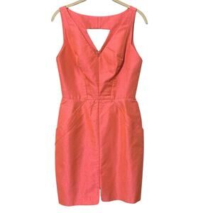 Yoana Baraschi Irredecent coral cocktail dress w pockets sz 6